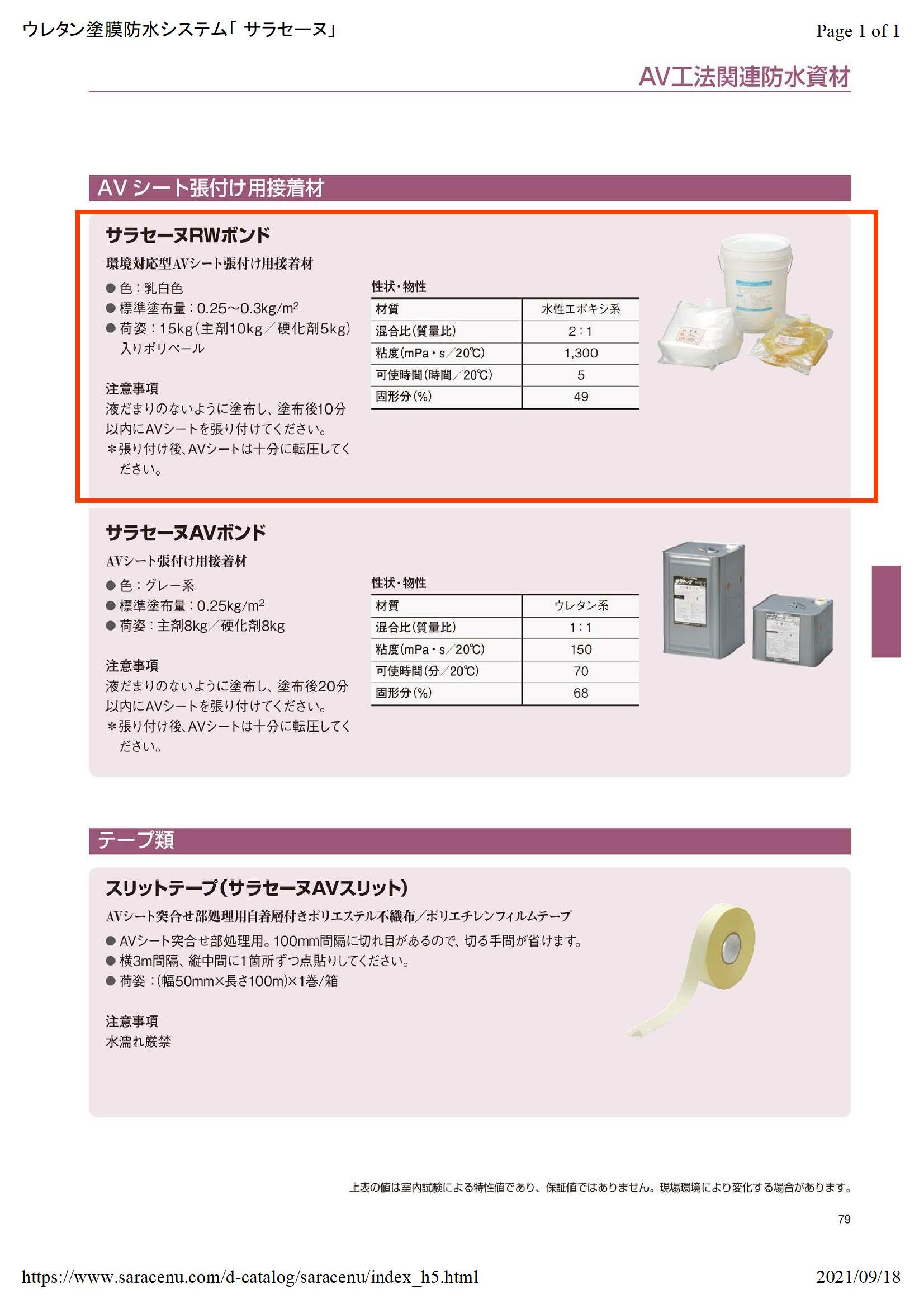 サラセーヌＲＷボンド １５ｋｇ 化研マテリアルグループ